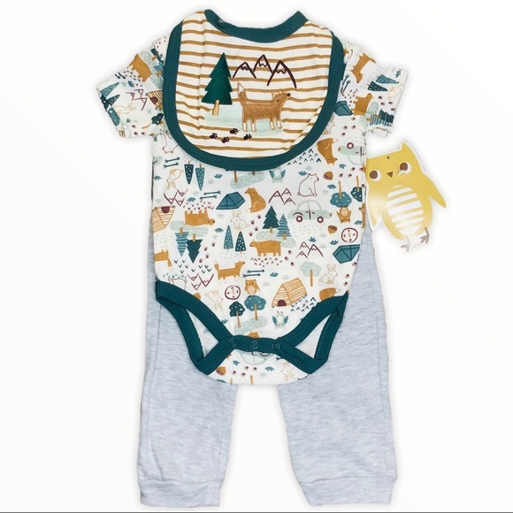 CJP BABY 3pc Fox Bear/CAMPING OUTFIT 6-9 M New NWT - Picture 1 of 7